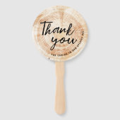 De schijf van het hout besnoeiing Dank u voor het  Handwaaier (Voorkant)