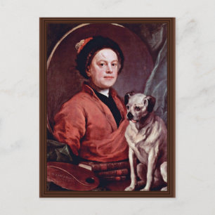 De schilder en zijn zelfportret door Hogarth, Briefkaart