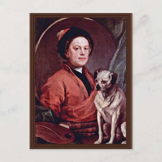 De schilder en zijn zelfportret door Hogarth, Briefkaart (Voorkant)