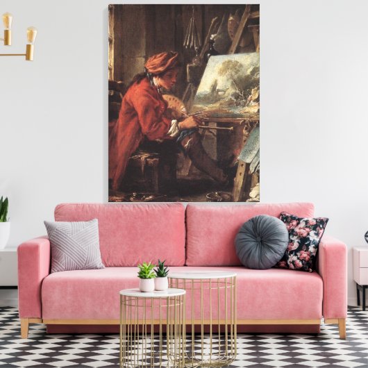 De schilder in zijn atelier (door François Boucher Canvas Afdruk (Insitu (Woonkamer))