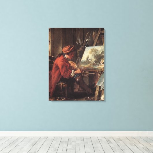De schilder in zijn atelier (door François Boucher Canvas Afdruk (Insitu (Houten vloer))