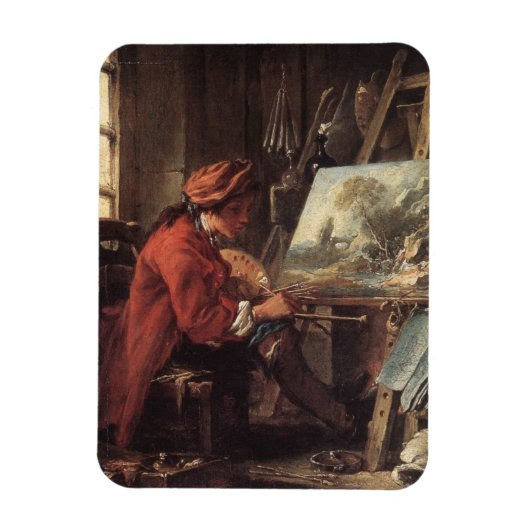 De schilder in zijn atelier (door François Boucher Magneet (Verticaal)