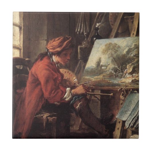 De schilder in zijn atelier (door François Boucher Tegeltje (Voorkant)