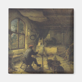 De Schilder in zijn Atelier (Kunstenaarsatelier) Magneet