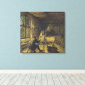 De schilder in zijn workshop (Studio van kunstenaa Canvas Afdruk (Insitu (Houten vloer))