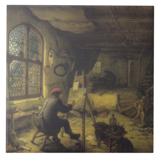 De schilder in zijn workshop (Studio van kunstenaa Tegeltje (Voorkant)