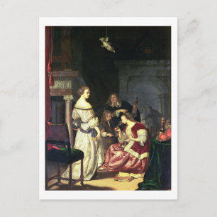 De schilder met zijn familie, 1675 (olie op het pa briefkaart