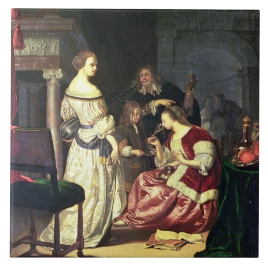 De schilder met zijn familie, 1675 (olie op het pa tegeltje (Voorkant)