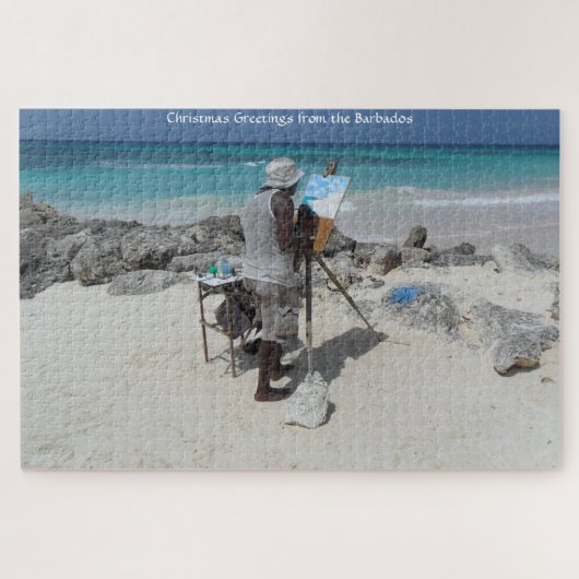 De schilder op het strand Barbados. Legpuzzel (Horizontaal)