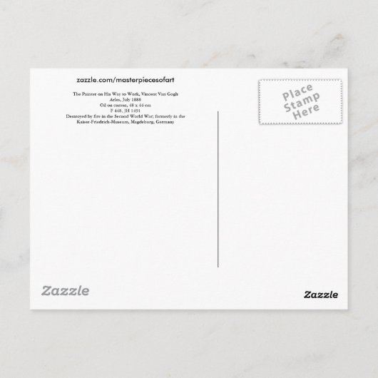 De schilder op weg naar zijn werk, Van Gogh Fine A Briefkaart (Achterkant)