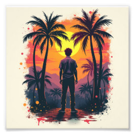 De schilder was onder de indruk van zijn schilderi foto afdruk