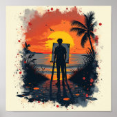 De schilder was onder de indruk van zijn schilderi poster (Voorkant)