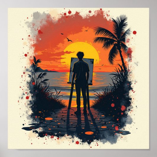 De schilder was onder de indruk van zijn schilderi poster (Voorkant)