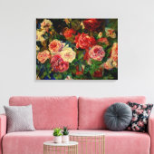 De schilderij van Pierre Renoir, Rozen, Canvas Afdruk (Insitu (Woonkamer))
