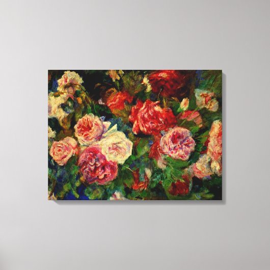 De schilderij van Pierre Renoir, Rozen, Canvas Afdruk (Voorkant)