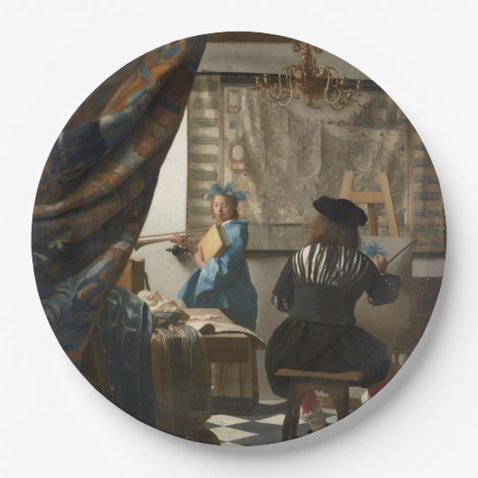 De schilderkunst van Johannes Vermeer Papieren Bordje (Voorkant)