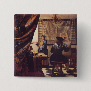 De Schilderkunst van Johannes Vermeer Vierkante Button 5,1 Cm