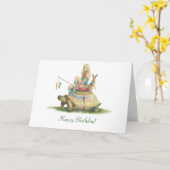 De schildpad en de haas, gelukkige verjaardag kaart (Gele Bloem)