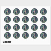 De schildpad en het meisje ronde sticker (Vel)