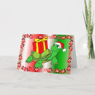 De Schildpad of de schildpad van Kerstmis Feestdagen Kaart