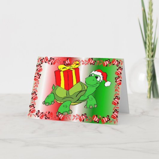 De Schildpad of de schildpad van Kerstmis Feestdagen Kaart (Voorkant)