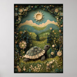 De schildpad | Sunny Summer Forest Art Poster