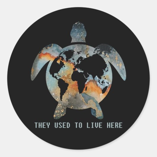 De schildpadden die ze hier leefden, schildpadden ronde sticker (Voorkant)
