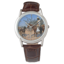 De schildwacht Frederic Remington 1889 Cowboy Them Horloge
