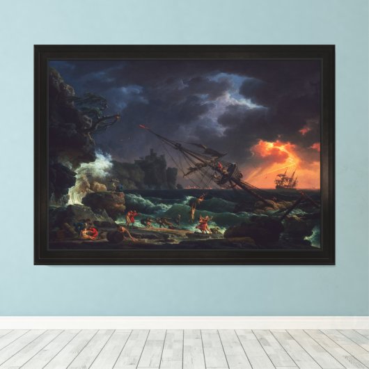 De schipbreuk van Claude Joseph Vernet Canvas Afdruk (Insitu (Houten vloer))