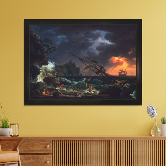 De schipbreuk van Claude Joseph Vernet Canvas Afdruk (Insitu (Woonkamer))