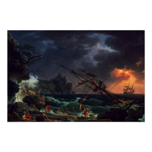 De schipbreuk van Claude Joseph Vernet Perfect Poster (Voorkant)