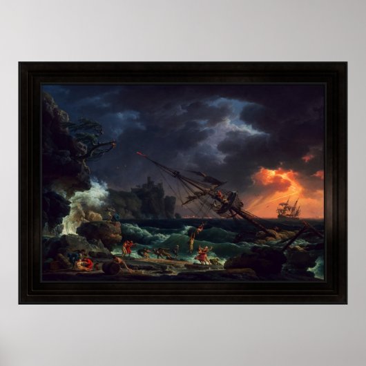 De schipbreuk van Claude Joseph Vernet Poster (Voorkant)