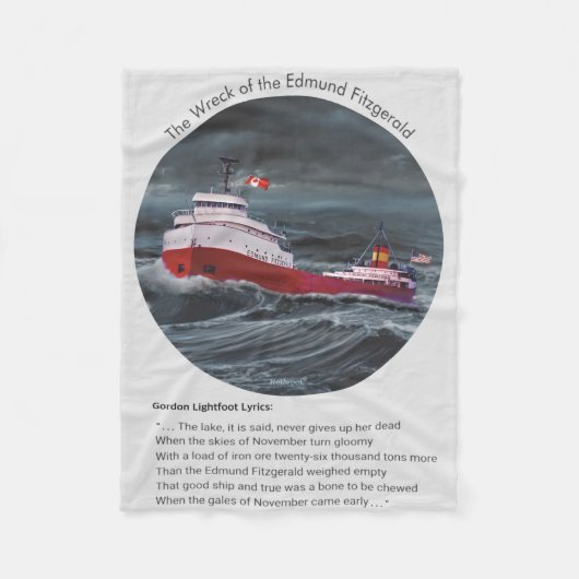 DE SCHIPBREUK VAN DE EDMUND FITZGERALD FLEECE DEKEN (Voorkant)