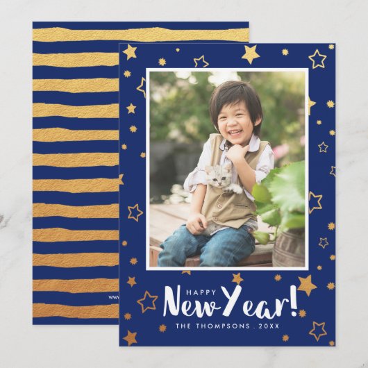 De schitterende heldere foto-nieuwjaarskaart feestdagenkaart (Voorkant / Achterkant)