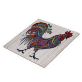 De schitterende Rooster Tegel op HOUT AFBEELDING Tegeltje (Zijkant)