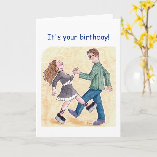 De schoenen van de verjaardag boogie kaart (Gele Bloem)