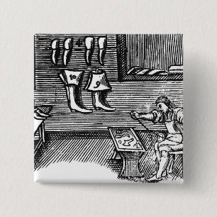 De schoenmaker vierkante button 5,1 cm