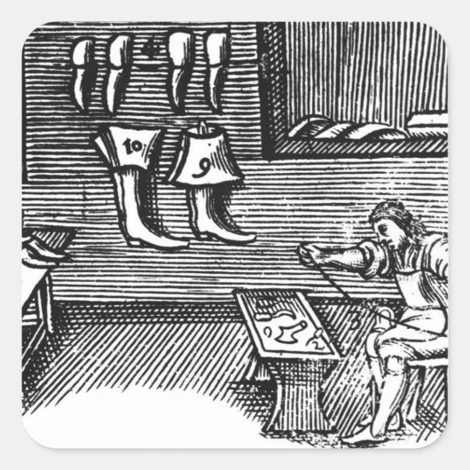 De schoenmaker vierkante sticker (Voorkant)