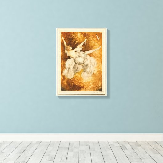 De schommel, 1928 door Louis Icart Canvas Afdruk (Insitu (Houten vloer))