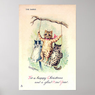 De Schommel, Kerstmis en Nieuwjaar, Louis Wain Poster