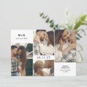 De schone Moderne Initialen & 4 Foto's sparen de D Save The Date (Staand voorkant)