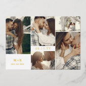 De schone Moderne Initialen & Foto's sparen de Dat Folie Uitnodiging (Voorkant)