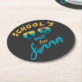 De school is in de zomer weg ronde kartonnen onderzetter (Gebogen)