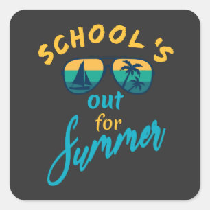 De school is in de zomer weg vierkante sticker