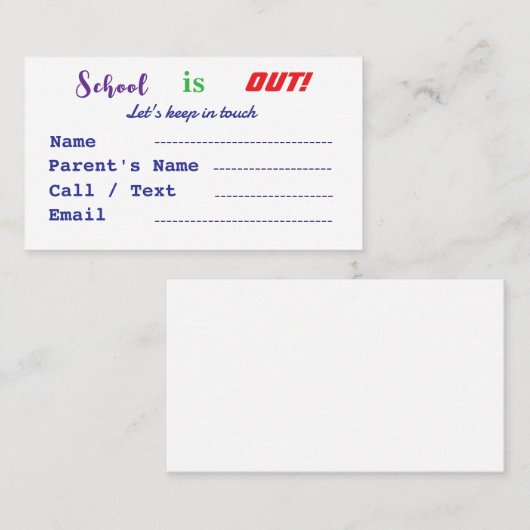 De school is kinder visitekaartje (Voorkant / Achterkant)