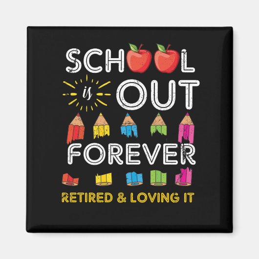 De school is uit voor altijd gepensioneerd en houd magneet (Voorkant)