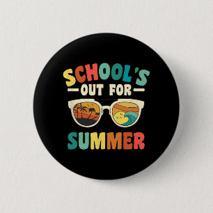 De school is uit voor de zomer voor groovy student ronde button 5,7 cm