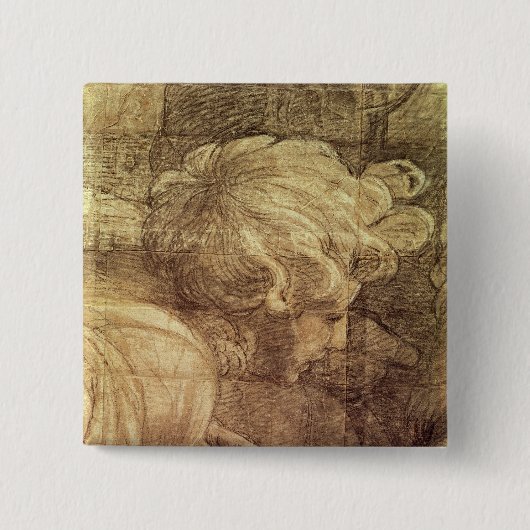 De school van Athene Vierkante Button 5,1 Cm (Voorkant)