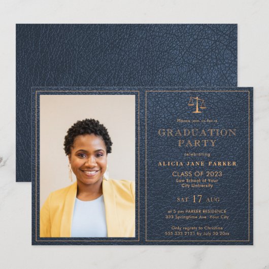 De schoolklas van de wet van 2022 afstuderen fotoe kaart (Voorkant / Achterkant)