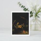 De schoolmeester, 1660-65 (olie op het paneel) briefkaart (Staand voorkant)